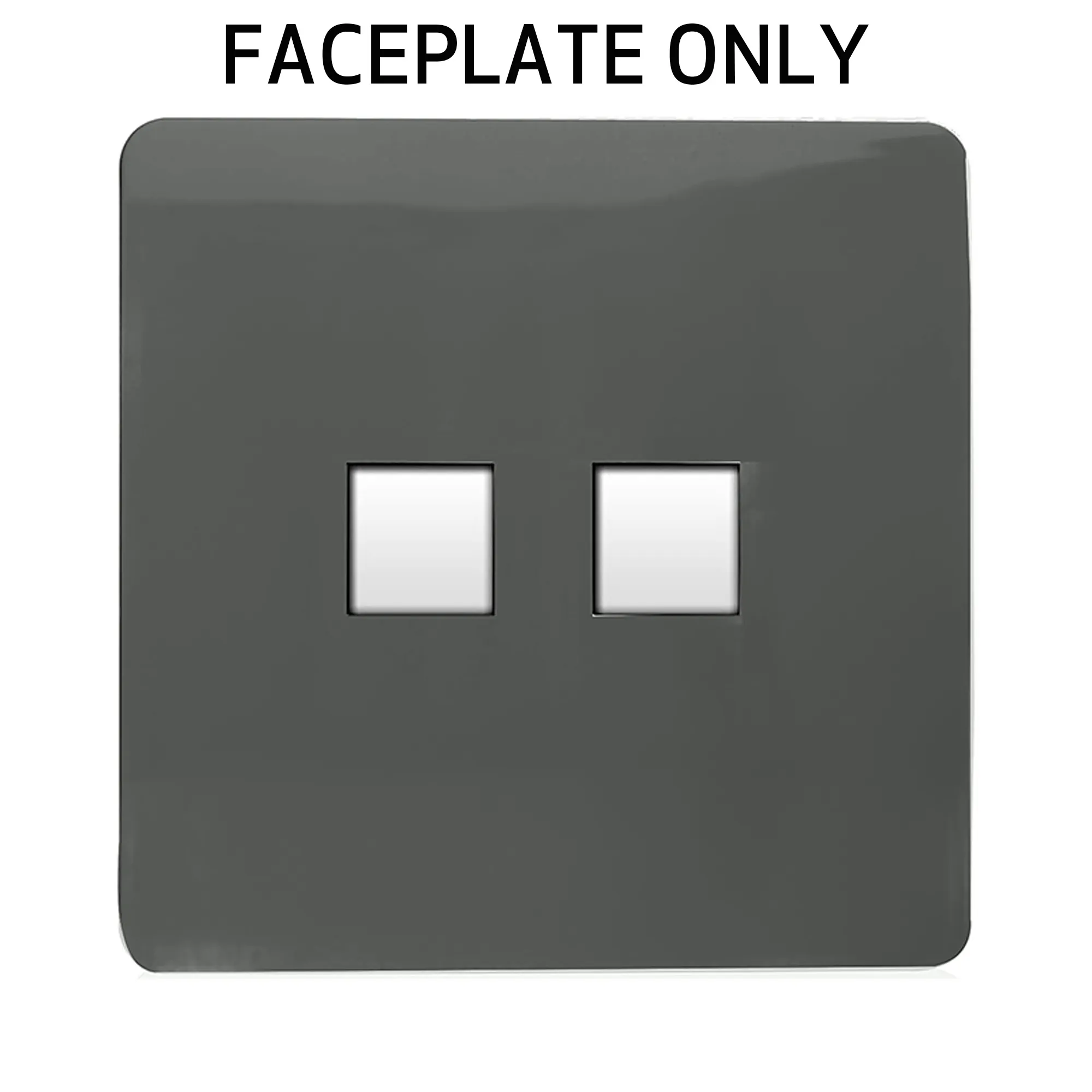 ART-2TLPCH-SP  (FACEPLATE) 2 Gang Telephone Outlet Charcoal